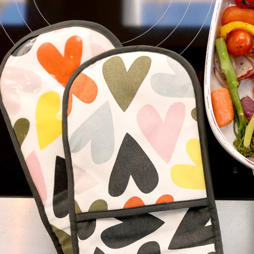 Multi Hearts Double Oven Gloves