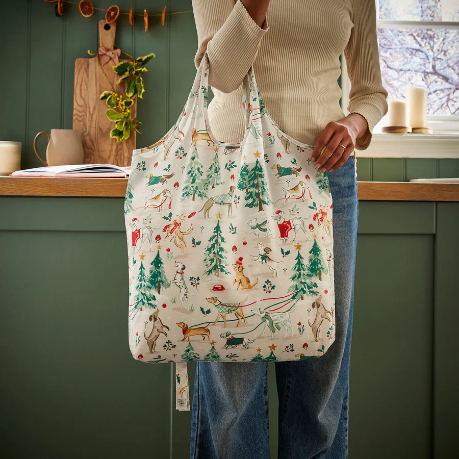 Winter Walkies | Foldable Tote Bag Medium | Beige