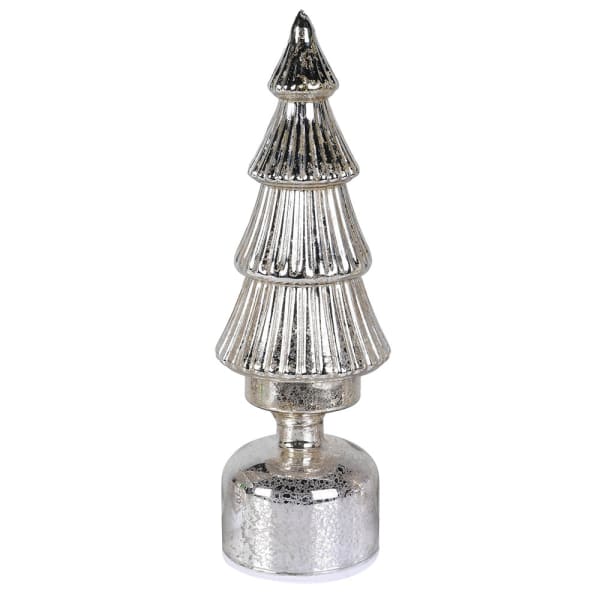SMALL SILVER LED ROTATING TREE