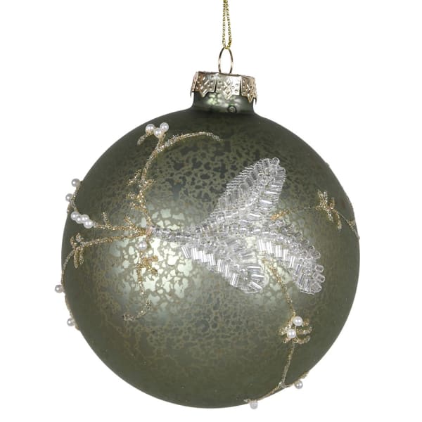 SAGE BEADED FLORAL BAUBLE