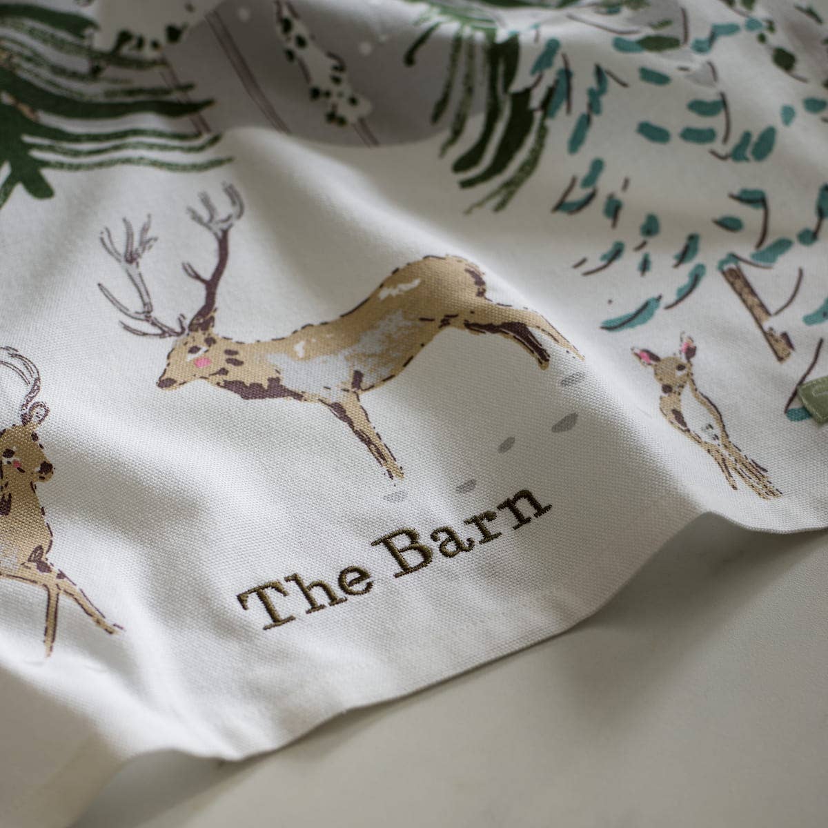 Christmas Stags Scene Tea Towel