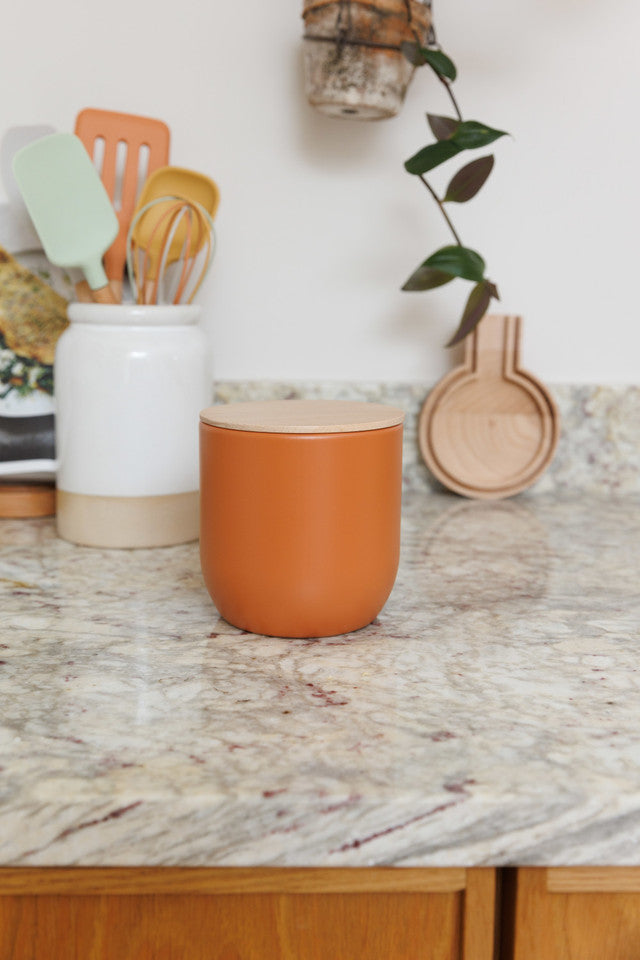 Idilica Kitchen Canister with Beechwood Lid | Terracotta