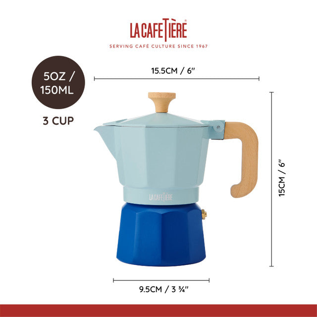 Venice 3-Cup Espresso Maker | Sky Blue