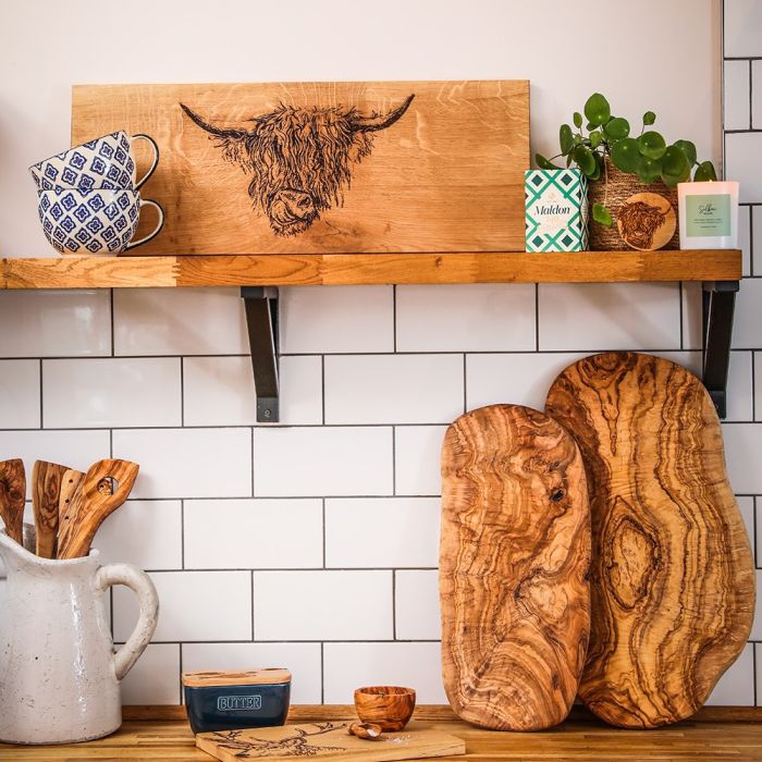 Oak Serving Board | Large Highland Cow