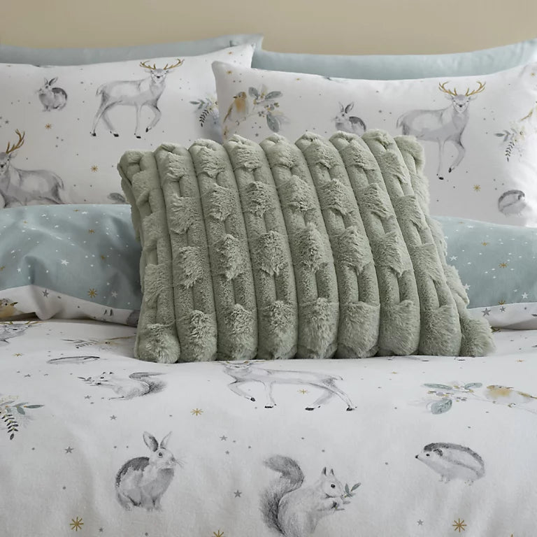 Sage Carved Faux Fur Cushion