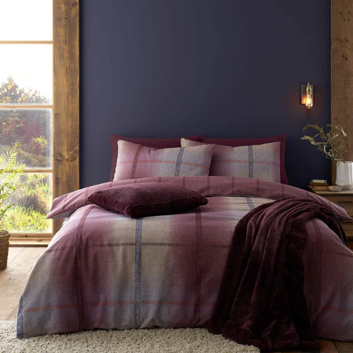 Brushed Melrose Tweed Check Duvet Covers | Plum