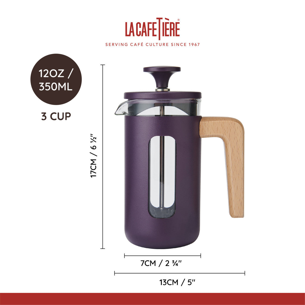 Pisa 3 Cup Cafetiere | Purple