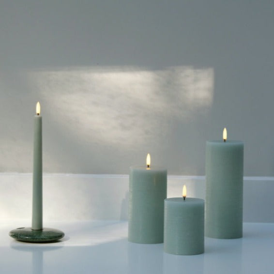 Dusty Green | LED Large Pillar Candle