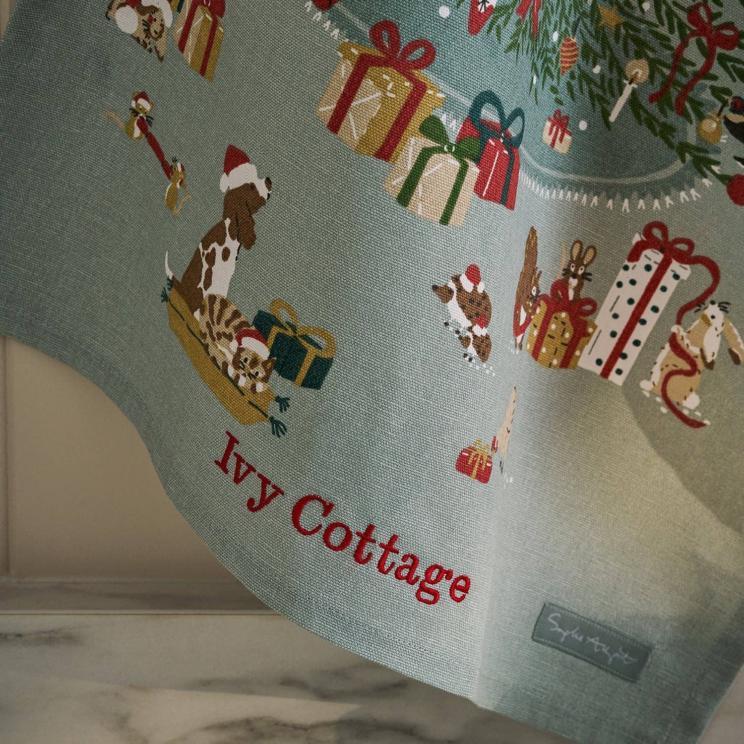 Cosy Christmas Scene Tea Towel