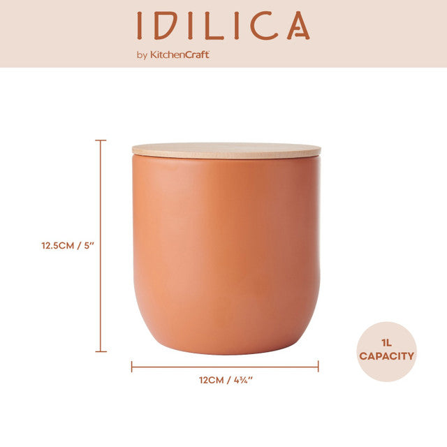 Idilica Kitchen Canister with Beechwood Lid | Terracotta