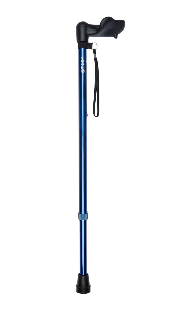Blue Anatomical Handle Adjustable Stick | Right Hand