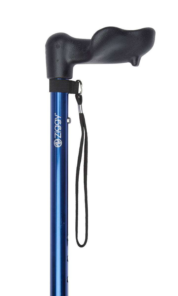 Blue Anatomical Handle Adjustable Stick | Right Hand