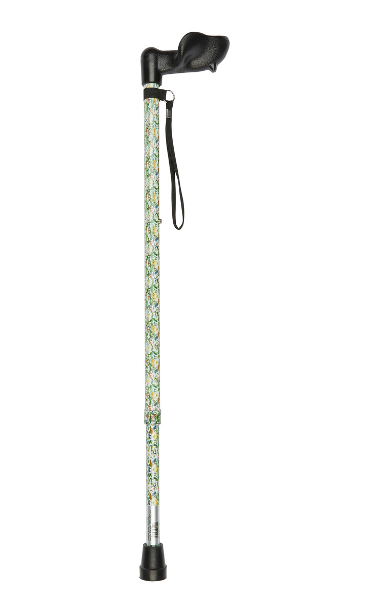 Wild Flowers Pattern Adjustable Stick With Anatomical Handle | Right Hand