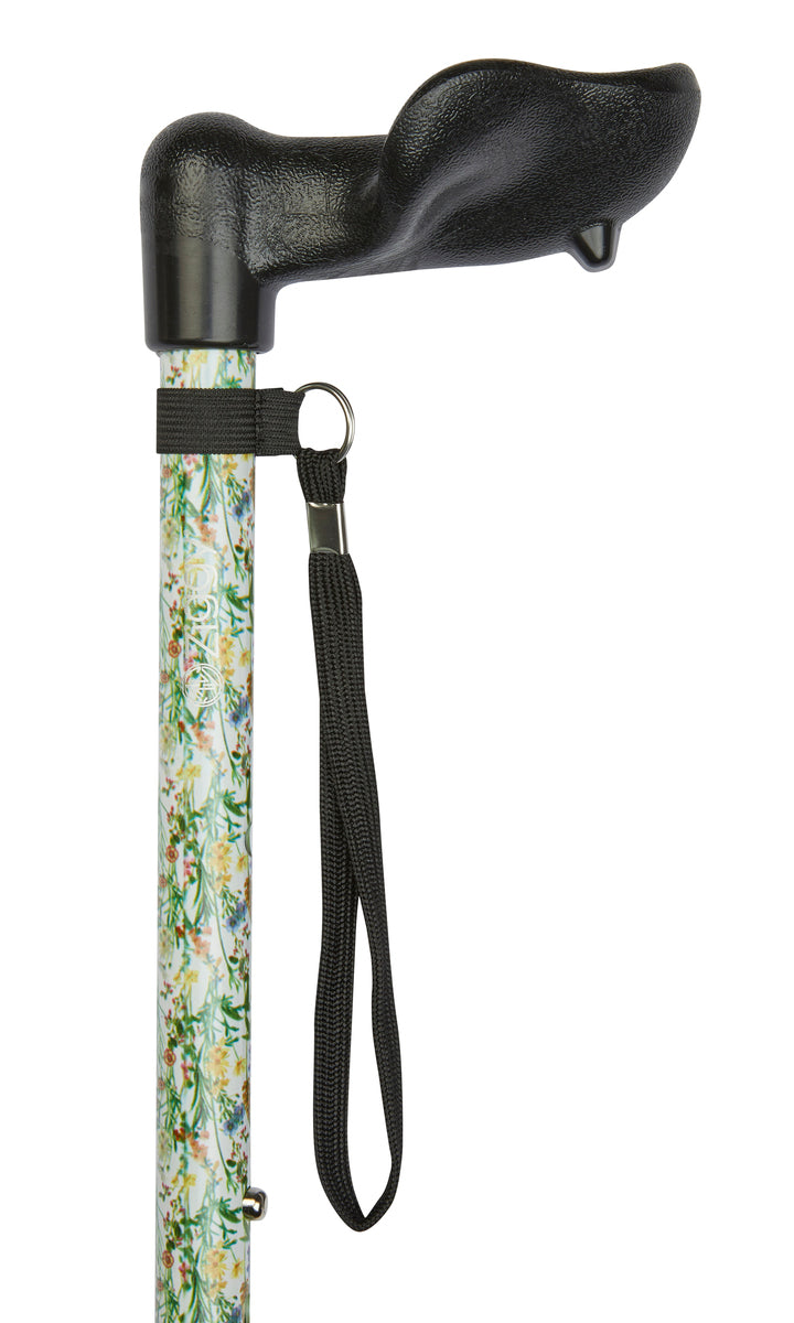 Wild Flowers Pattern Adjustable Stick With Anatomical Handle | Right Hand