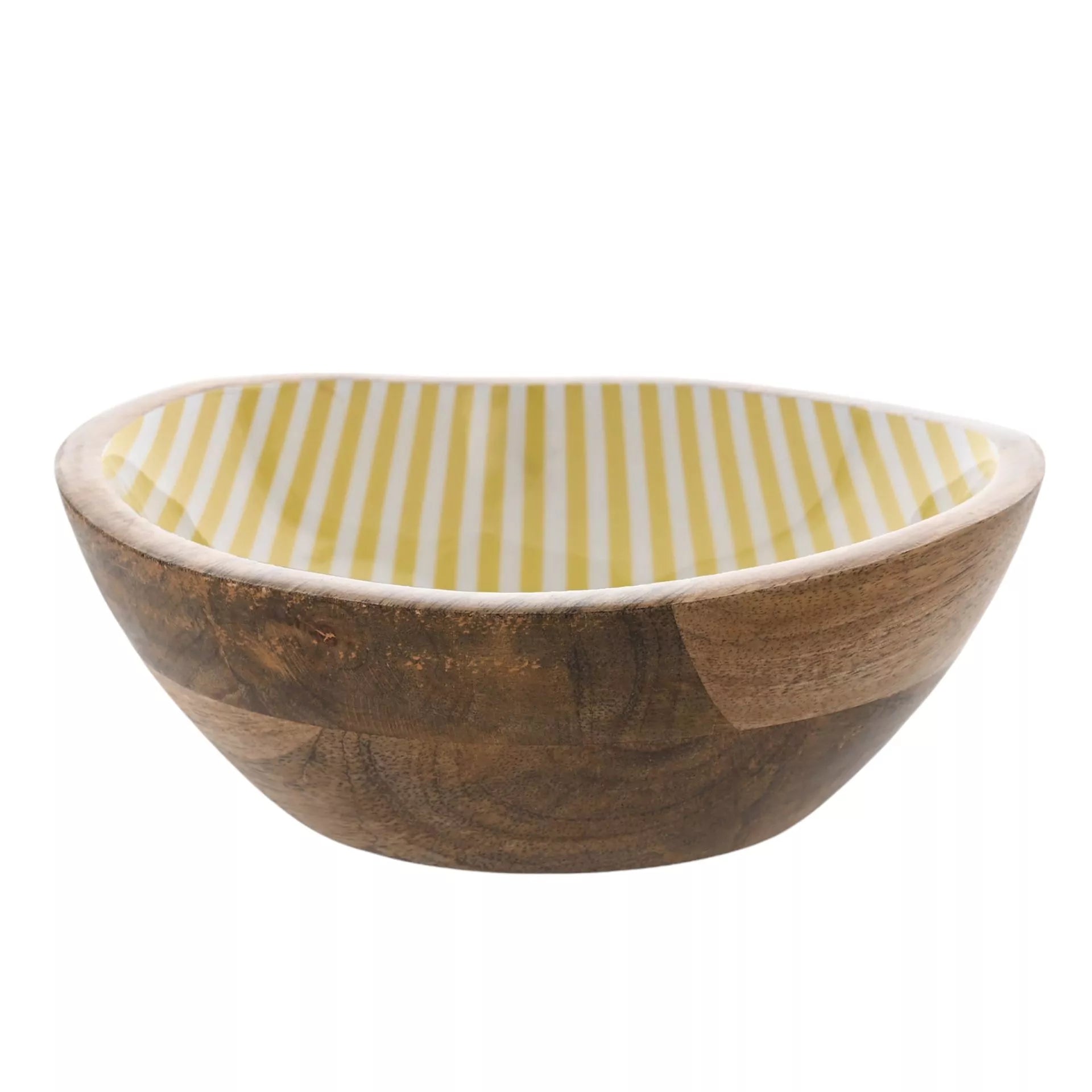 Mango Wood Bowl | Yellow Stripe