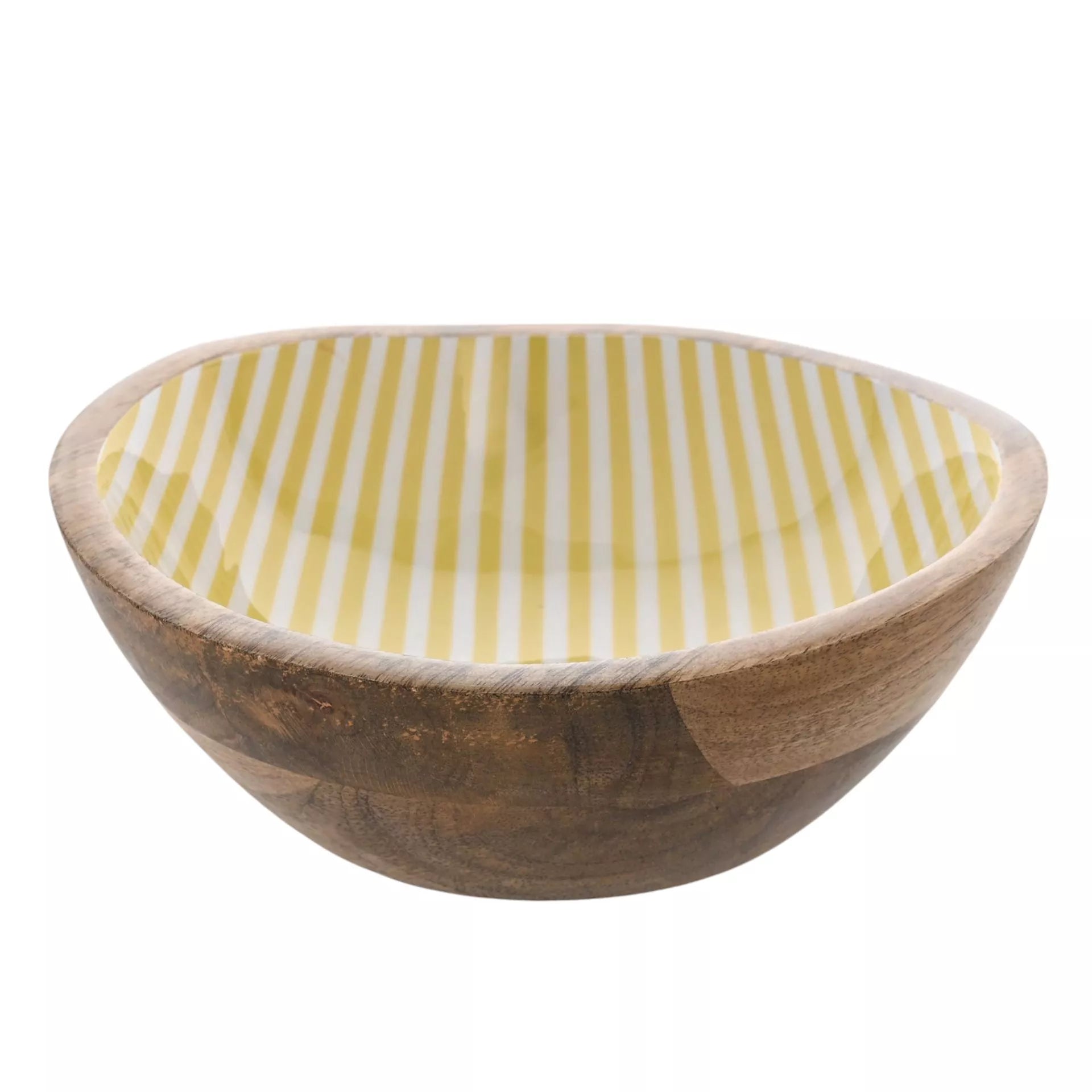 Mango Wood Bowl | Yellow Stripe