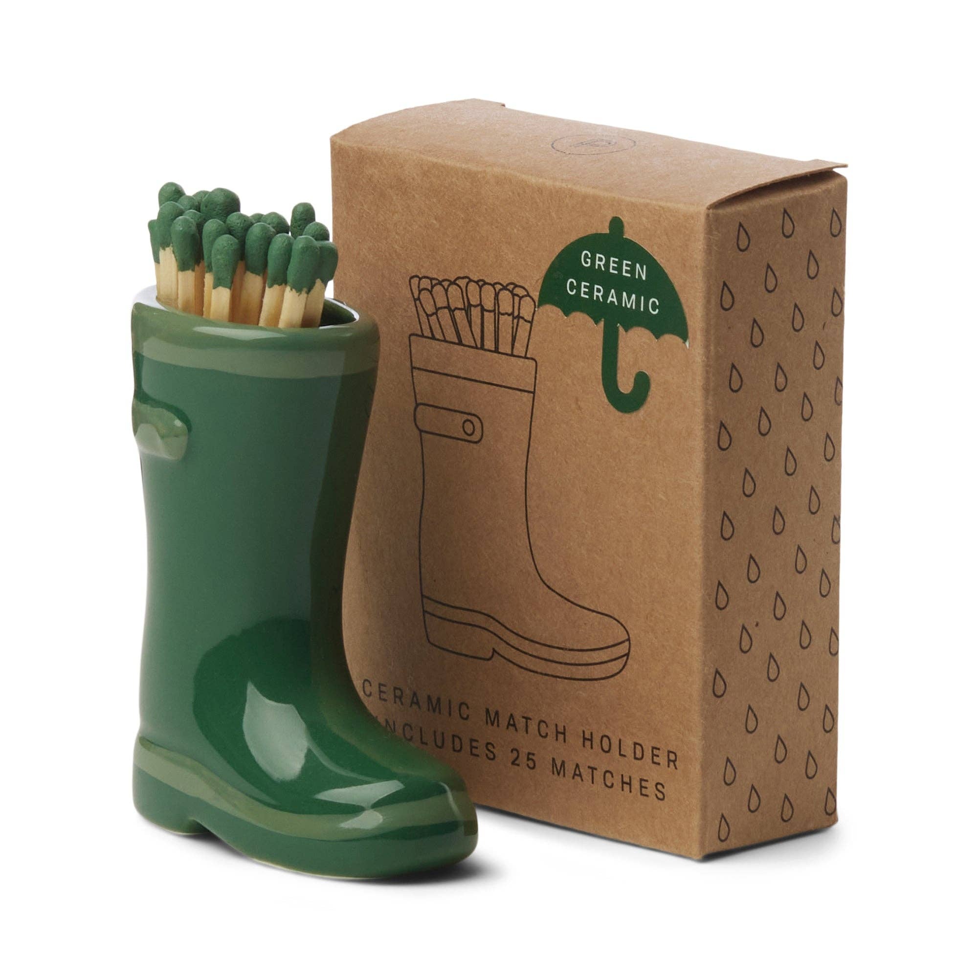 Wellington Boot Matches Holder | Dark & Light Green