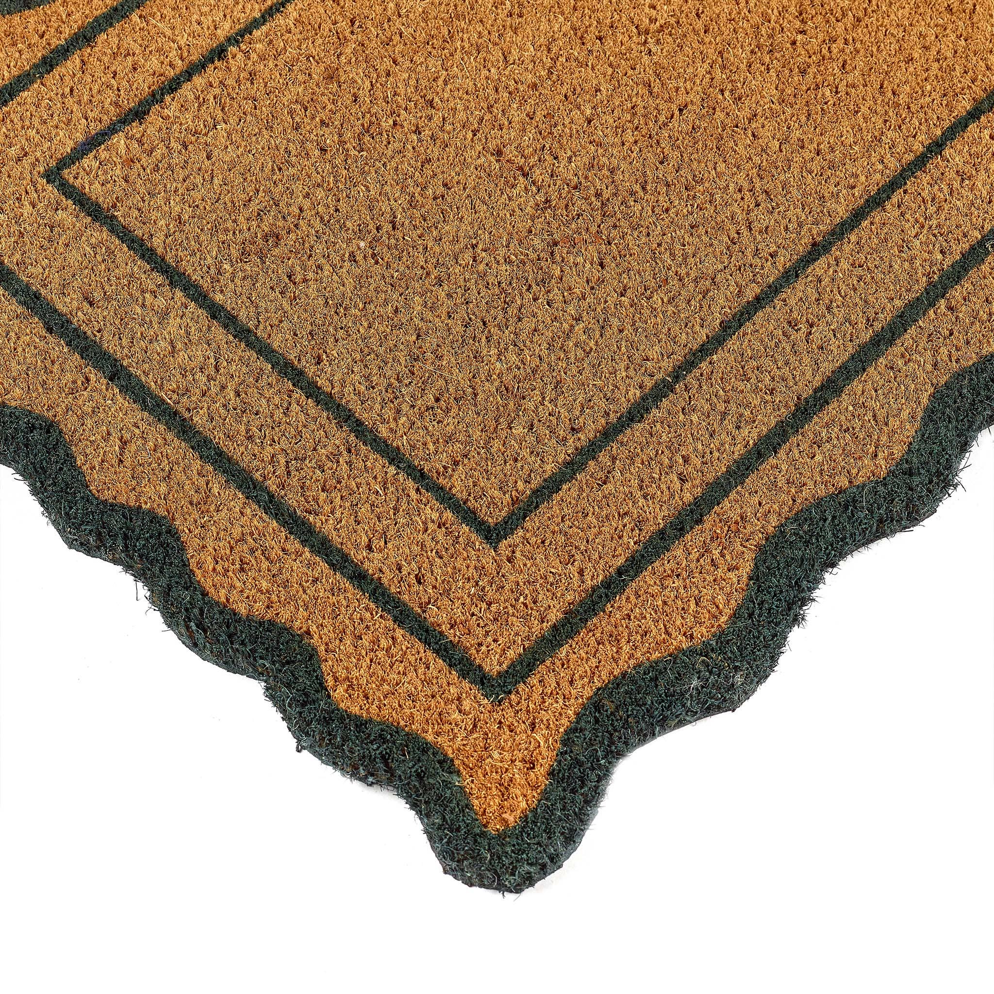 Green Scallop Border | Coir Doormat