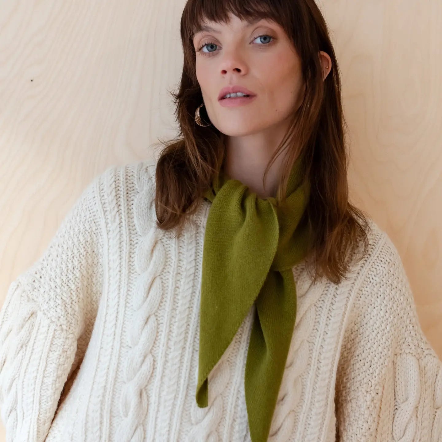Merino Wool Triangle Scarf in Olive