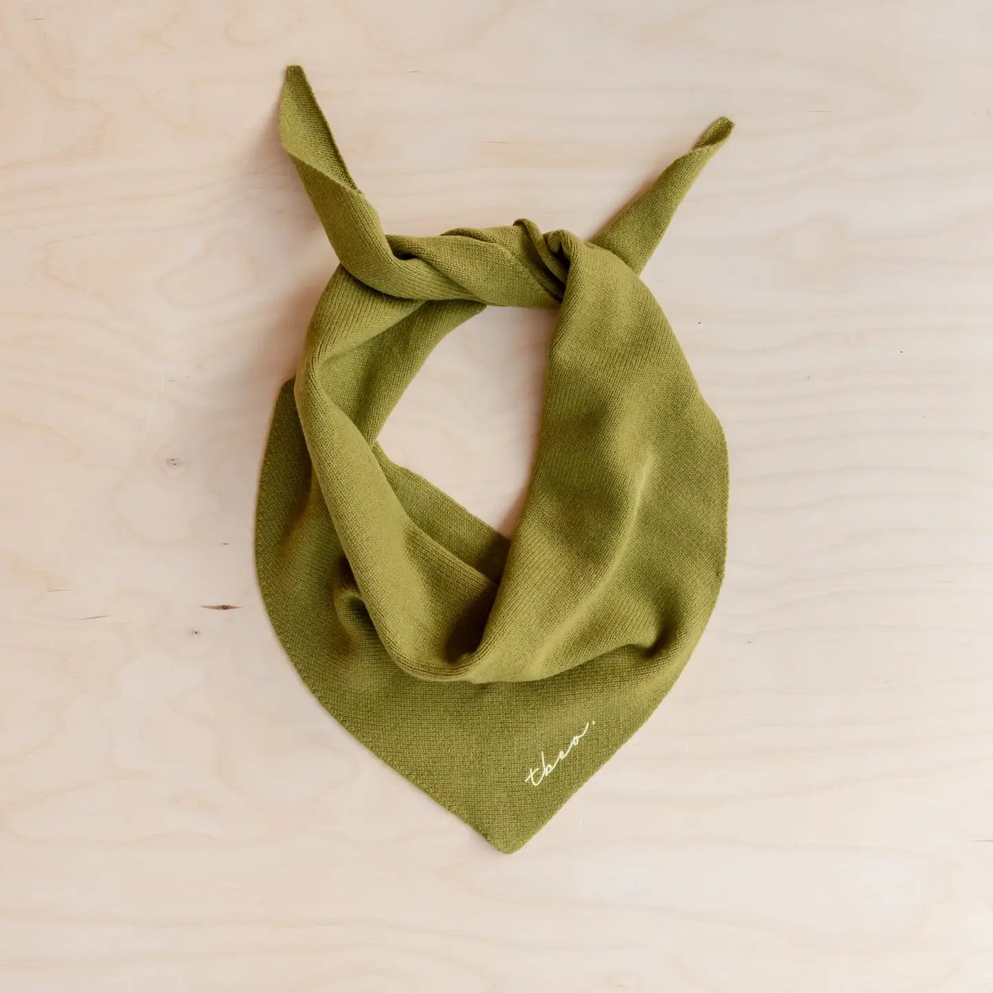 Merino Wool Triangle Scarf in Olive
