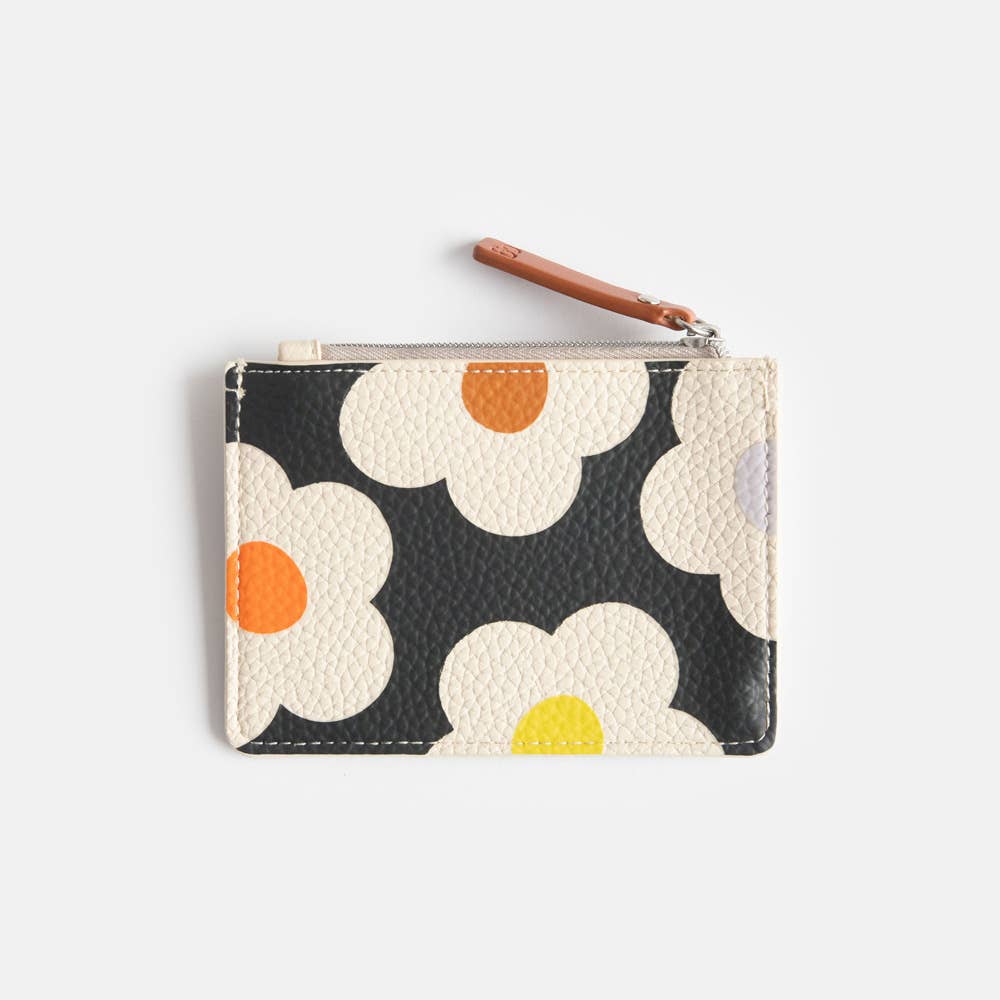 Multi Flower Charcoal Short Patch Purse