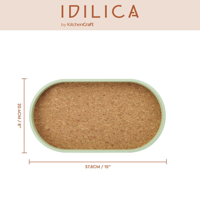 Idilica Oval Serving Tray with Cork Veneer