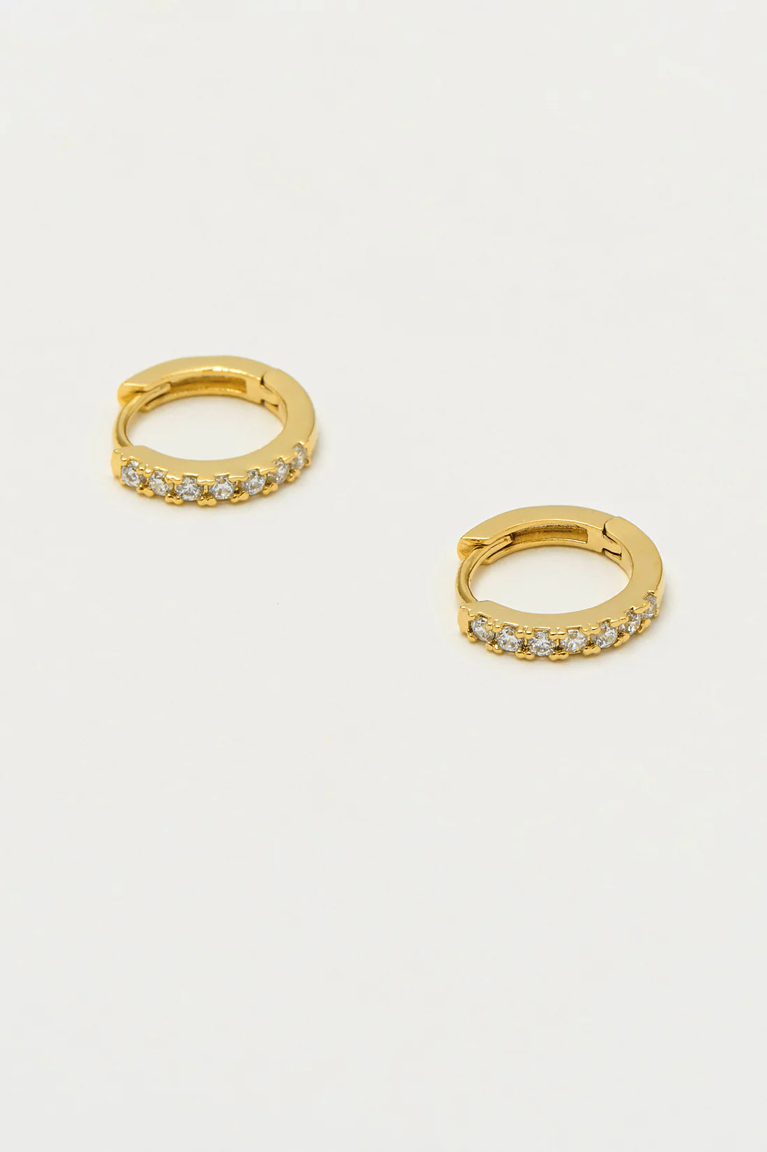 Hoop Earrings with White CZ | Gold