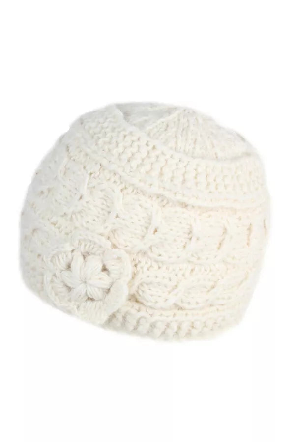 Chamonix Flower Beanie Cream