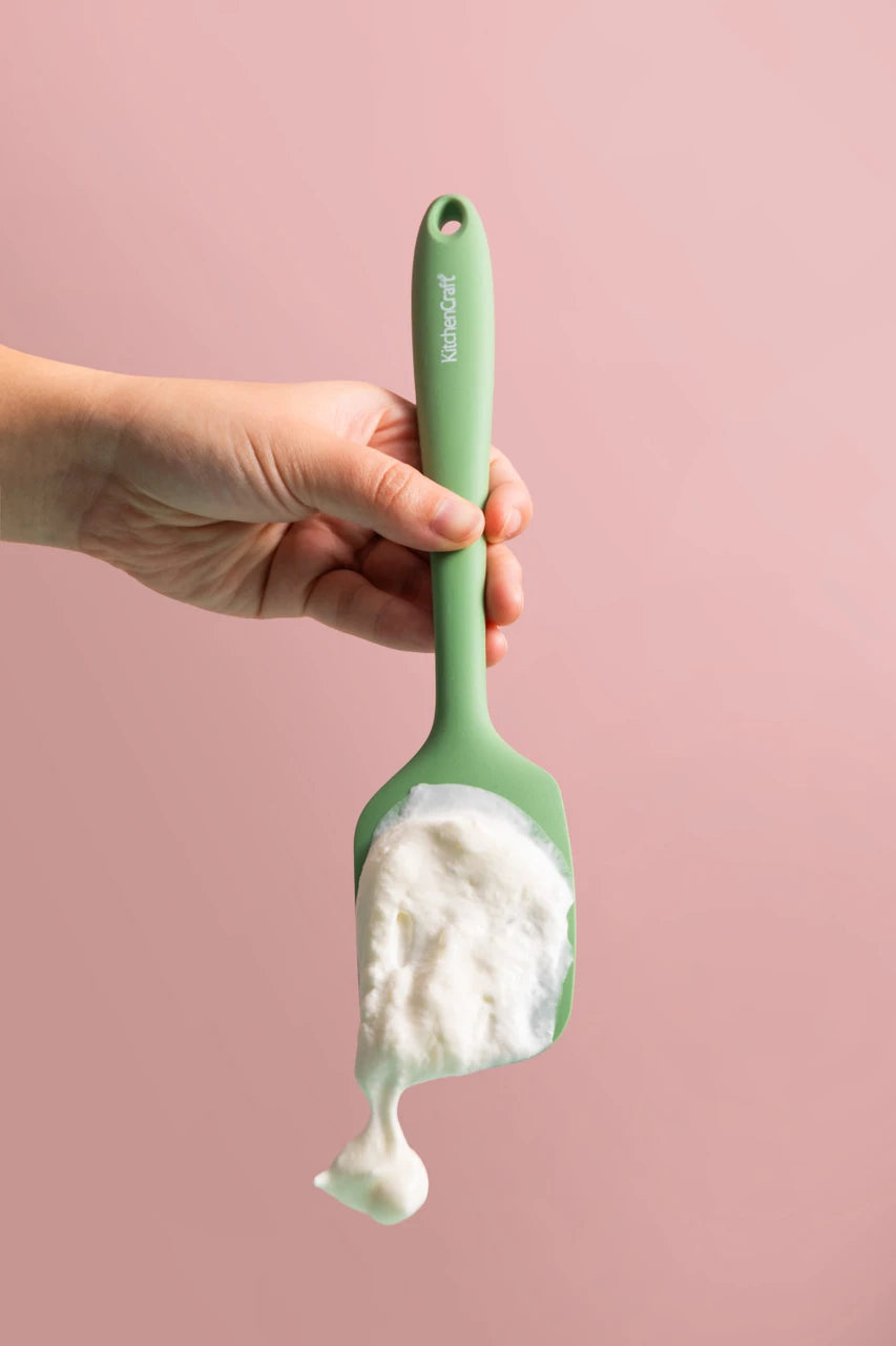 KitchenCraft Silicone Scraper Spatula, Non-Stick Safe and Heat-Resistant, Green | 27cm