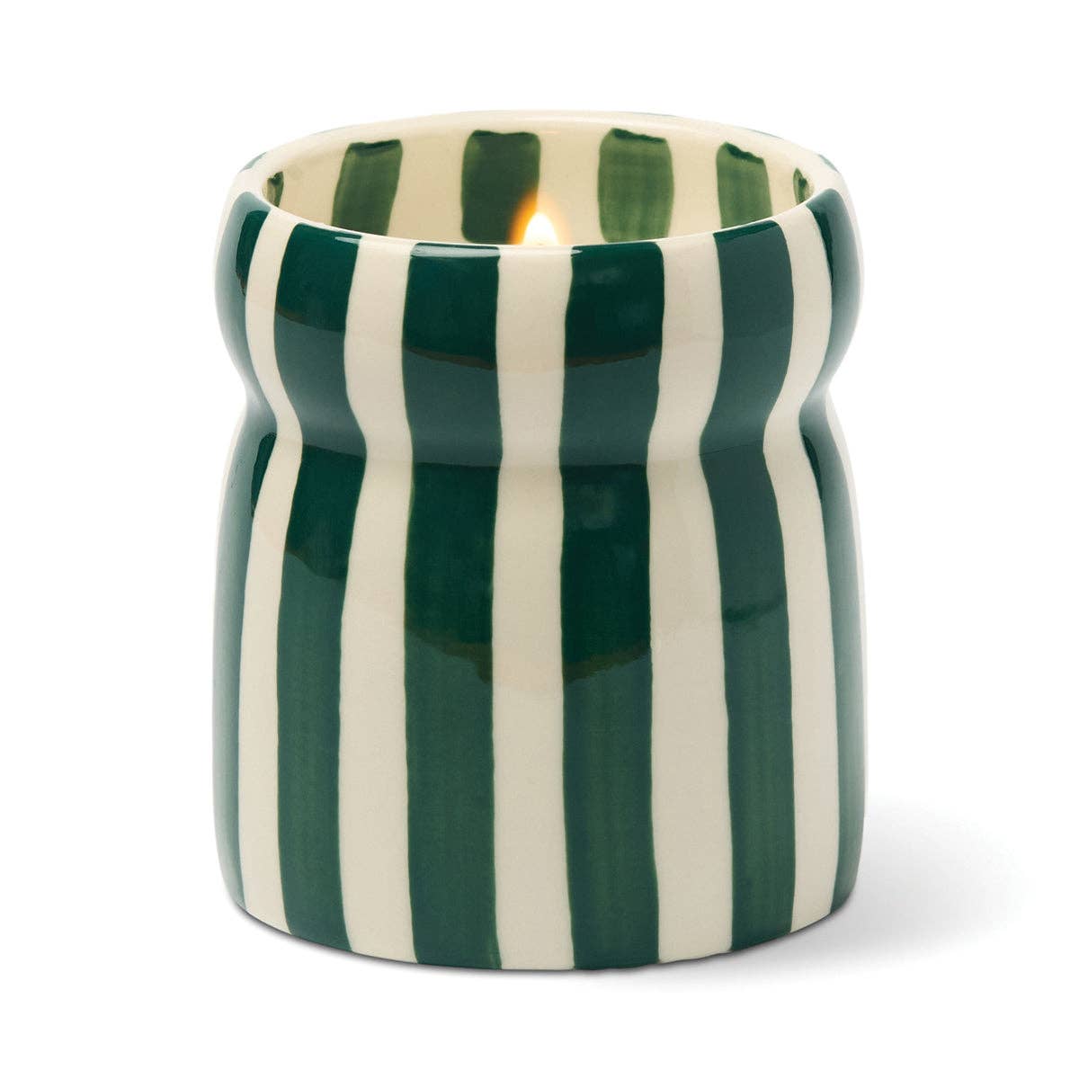 Teal Striped Ceramic Candle | Isla Fresa
