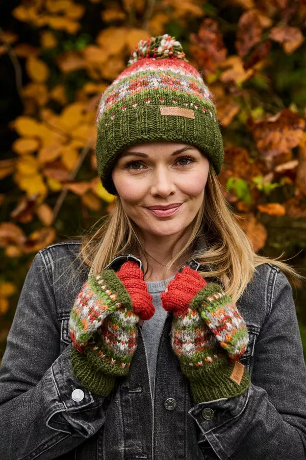 Iona Roll Back Bobble Beanie Moss