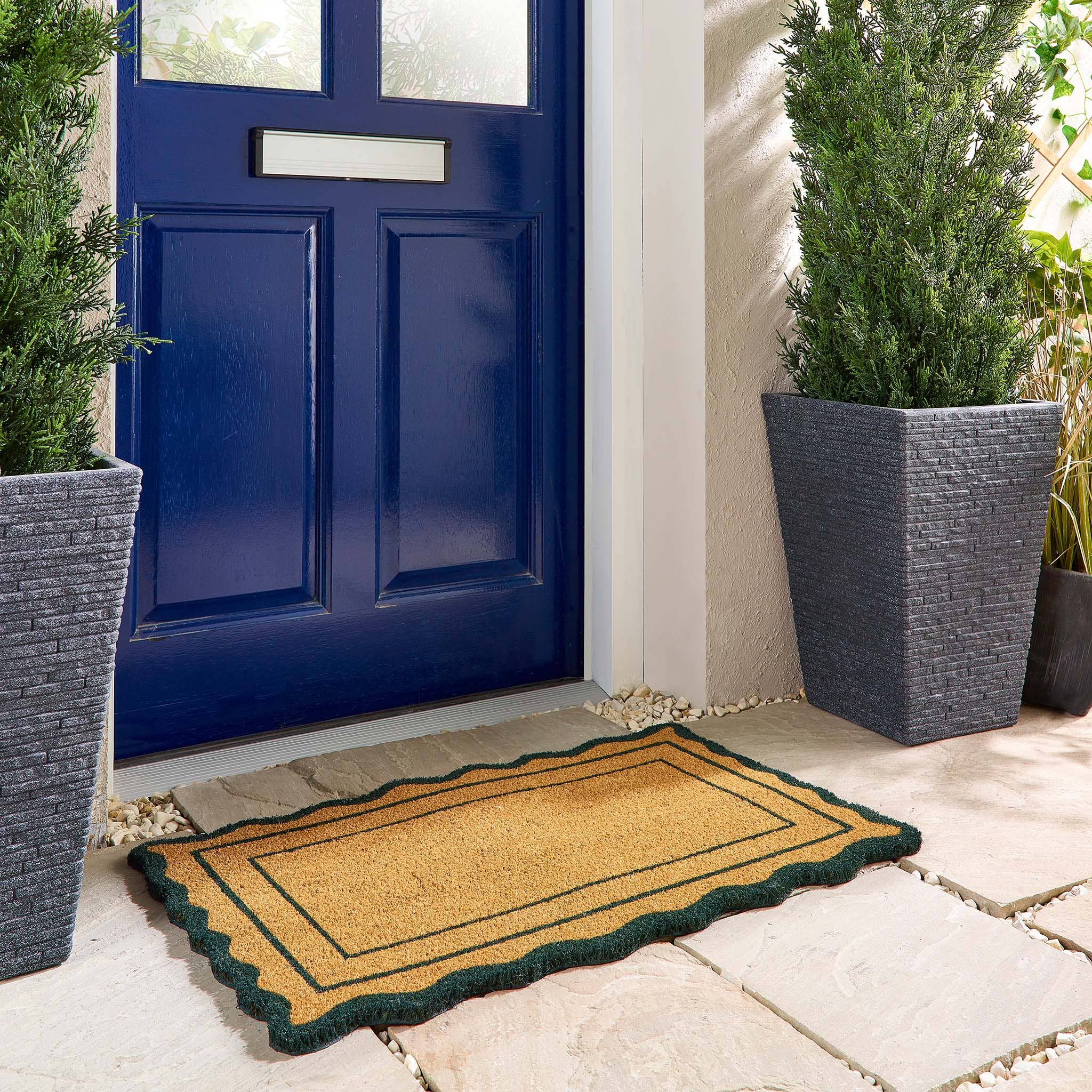 Green Scallop Border | Coir Doormat