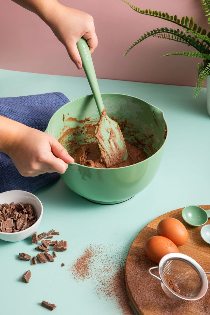 KitchenCraft Silicone Scraper Spatula, Non-Stick Safe and Heat-Resistant, Green | 27cm