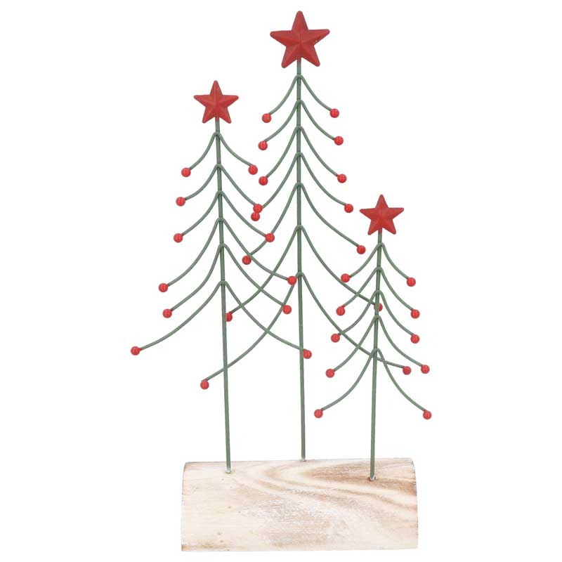 Tin Orn 24cm | Trio of Trees on Log