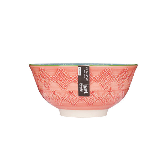 Leaf Print and Terracotta Look Ceramic Bowl