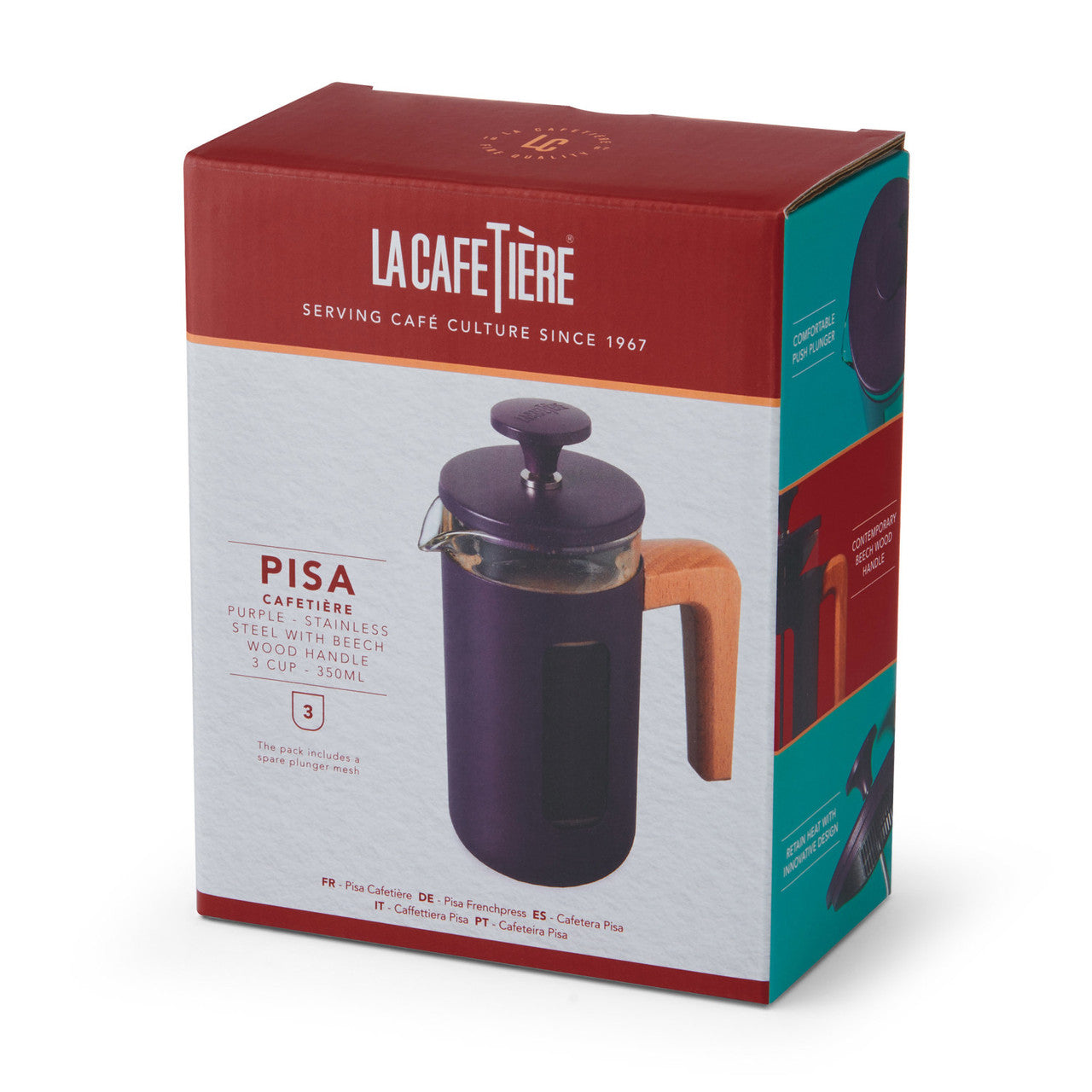Pisa 3 Cup Cafetiere | Purple