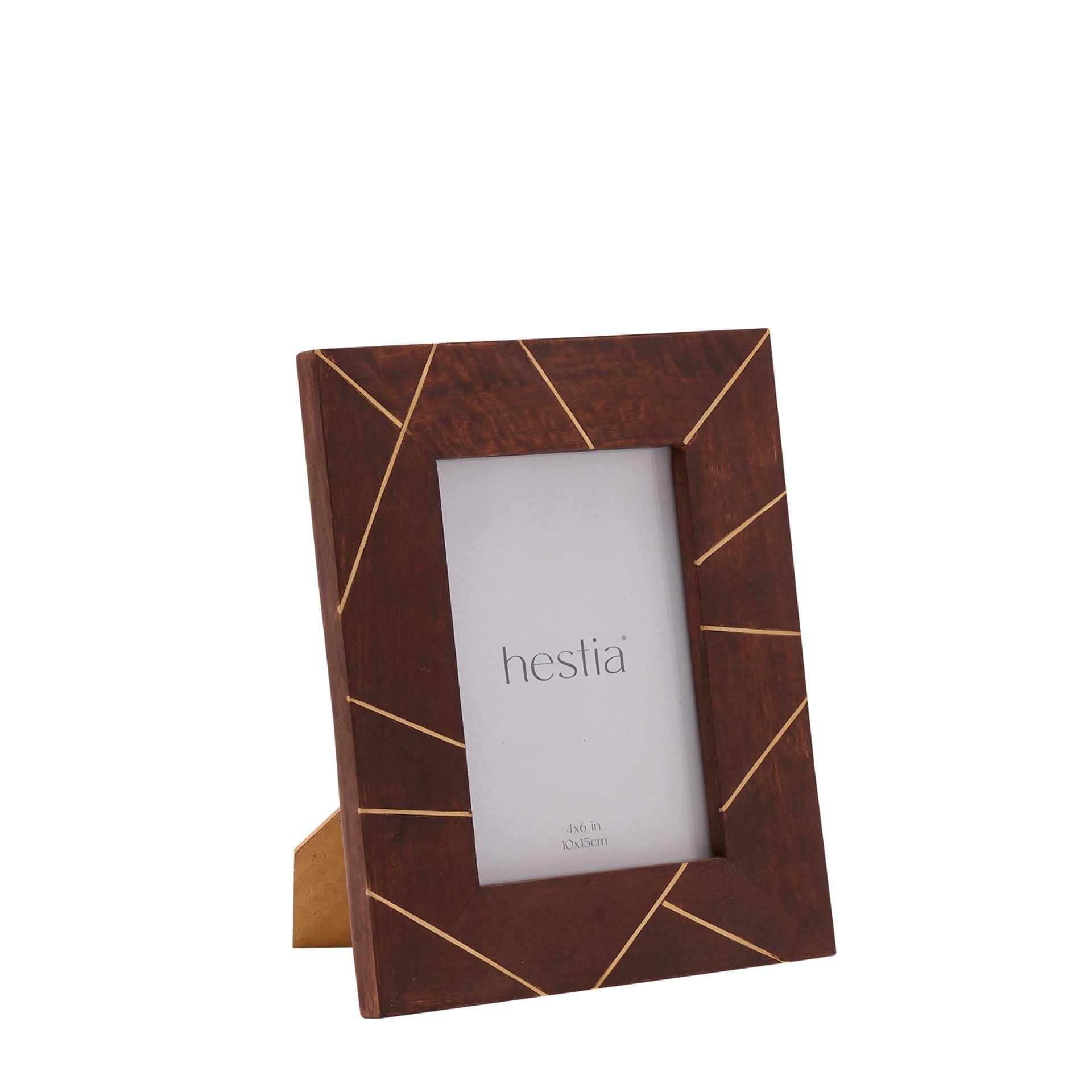 Dark Stained Wood with Brass Inlay Frames