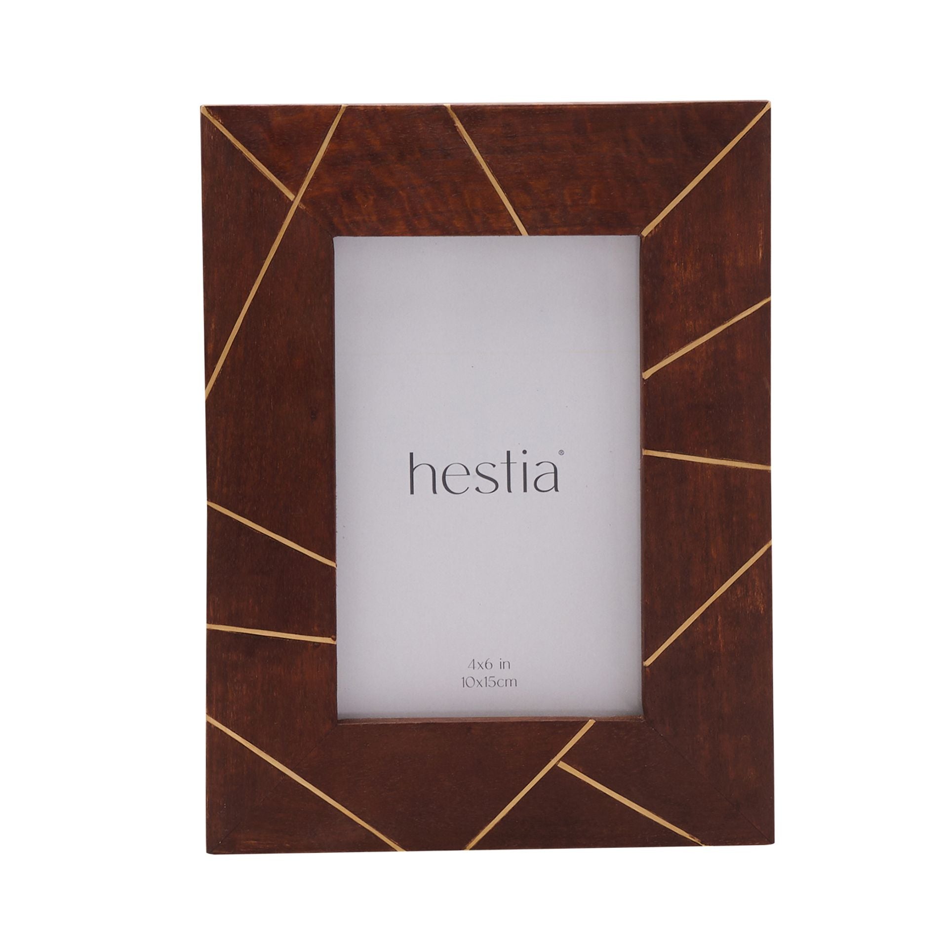 Dark Stained Wood with Brass Inlay Frames