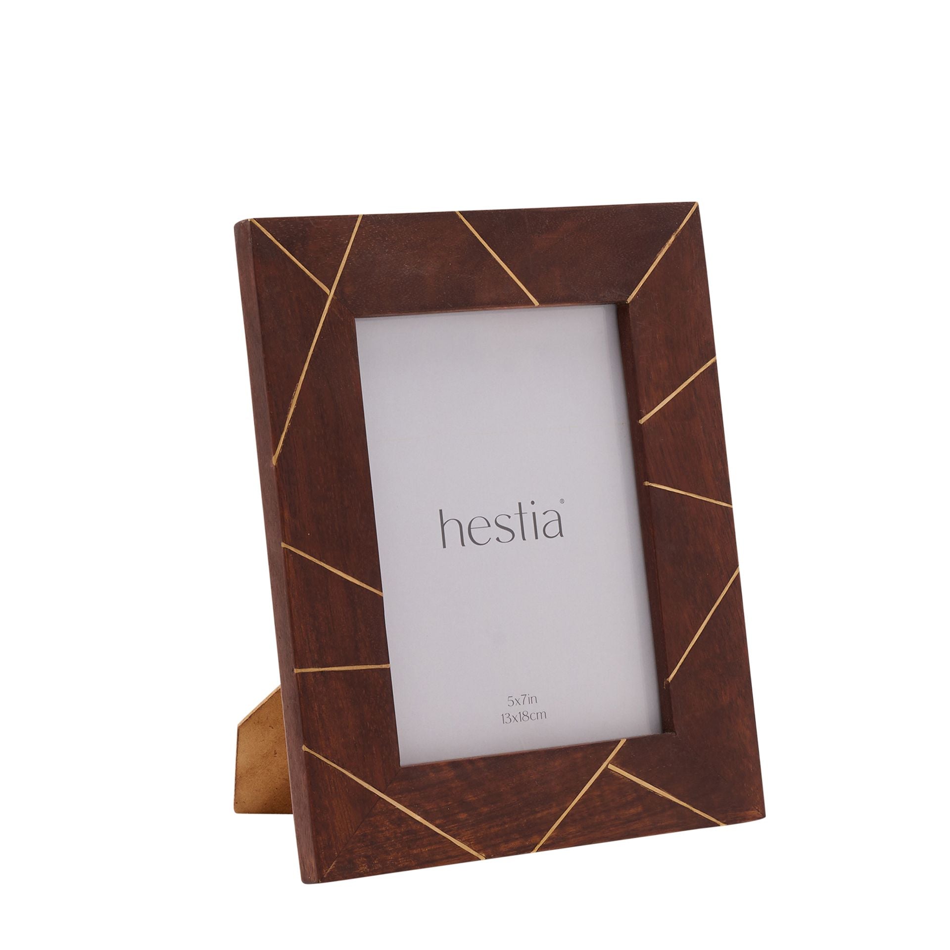 Dark Stained Wood with Brass Inlay Frames