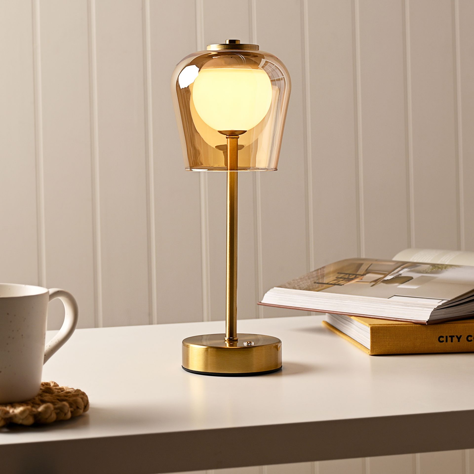 Hestia Bronze USB LED Touch Table Lamp