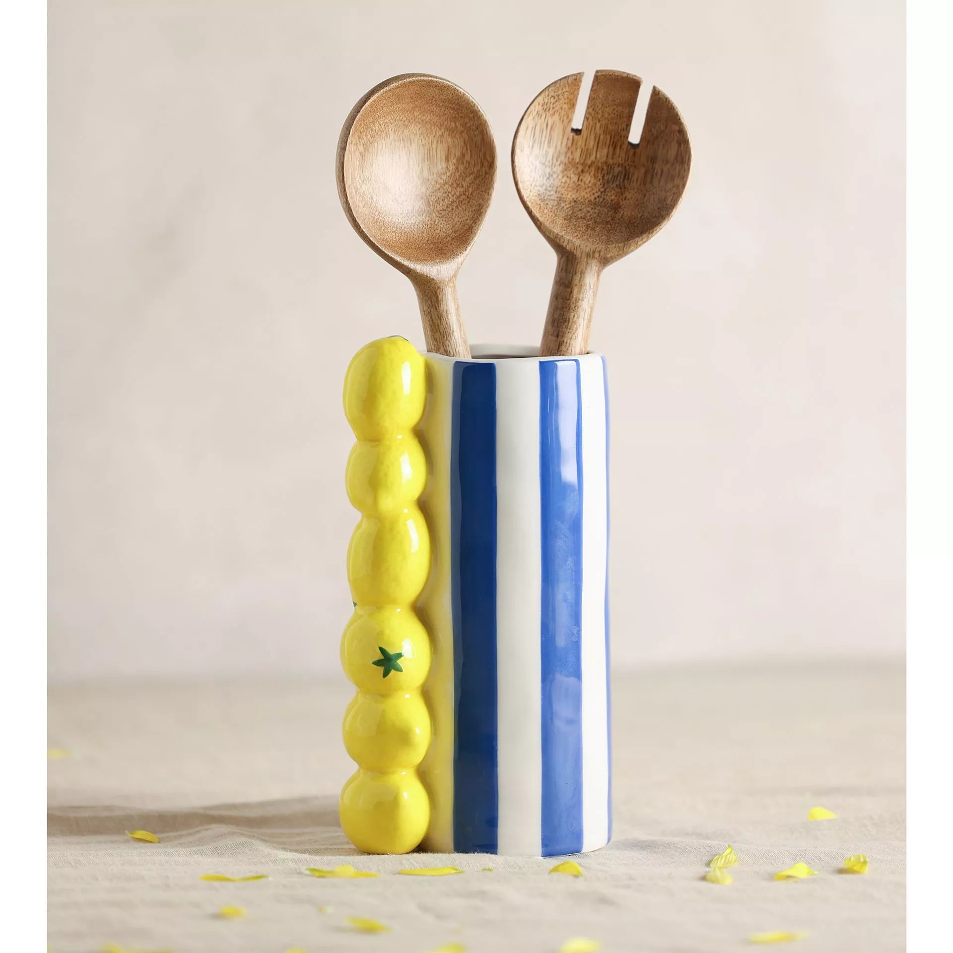 Lemon Vase With Blue Stripes