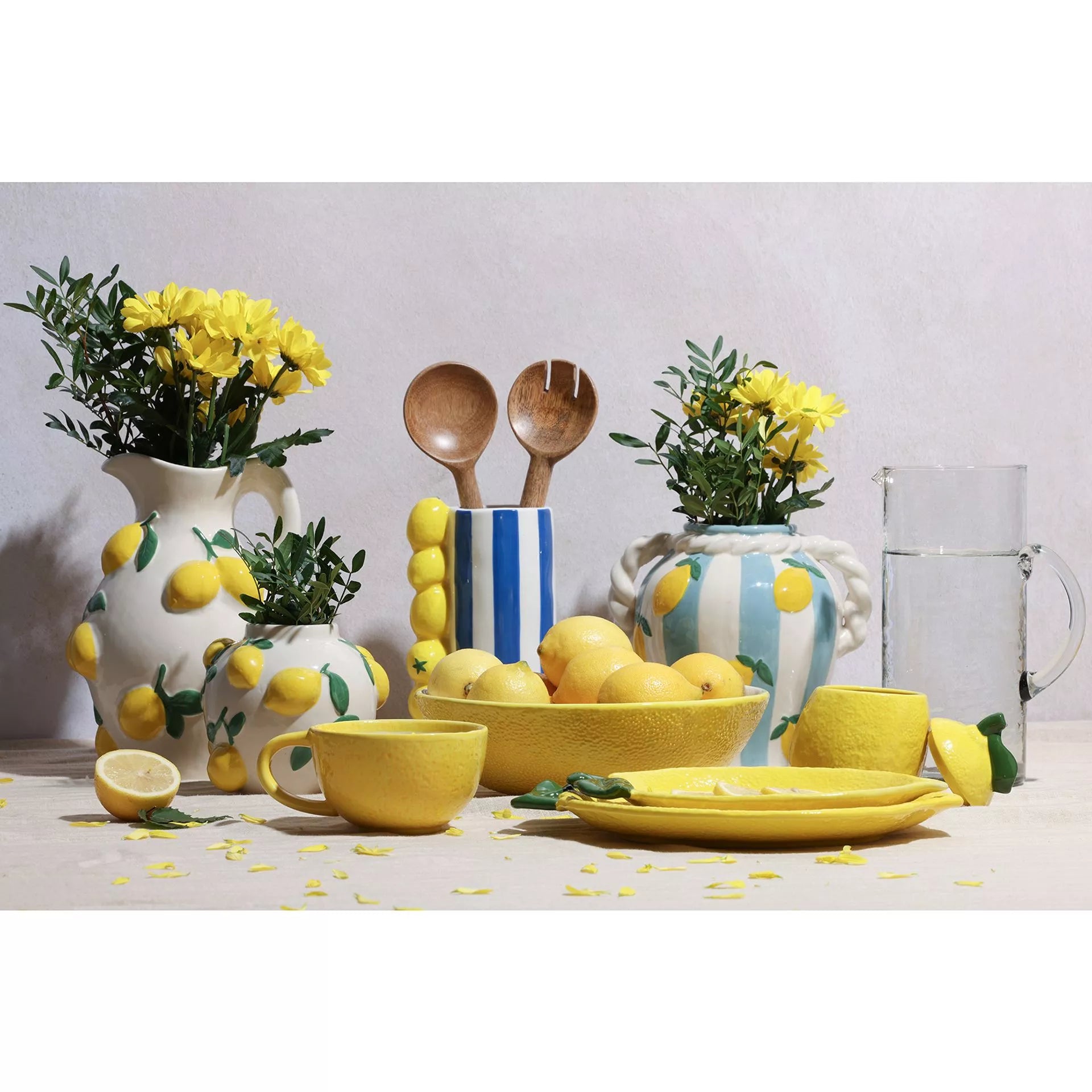 Lemon Vase With Blue Stripes