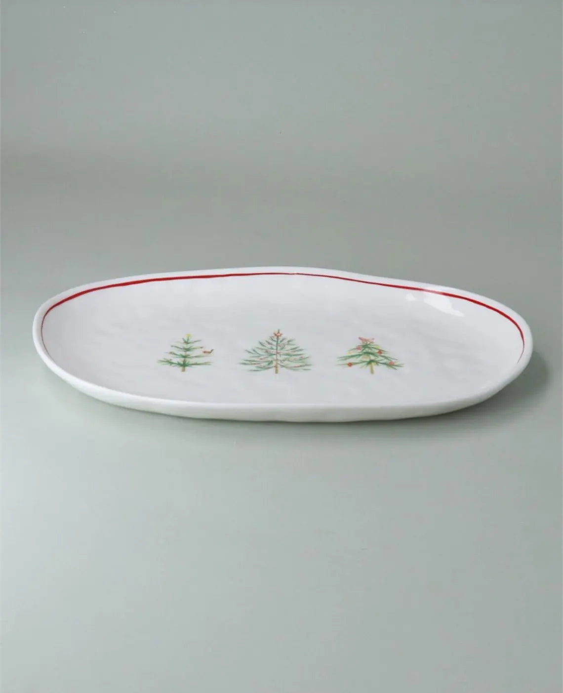 Stoneware Oval Plate 27cm | Scandi Trees