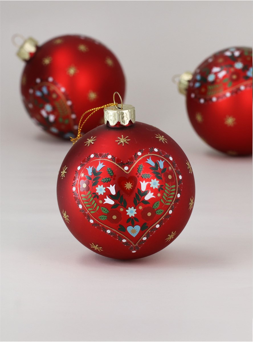 Bauble - Matt Red Alpine Heart