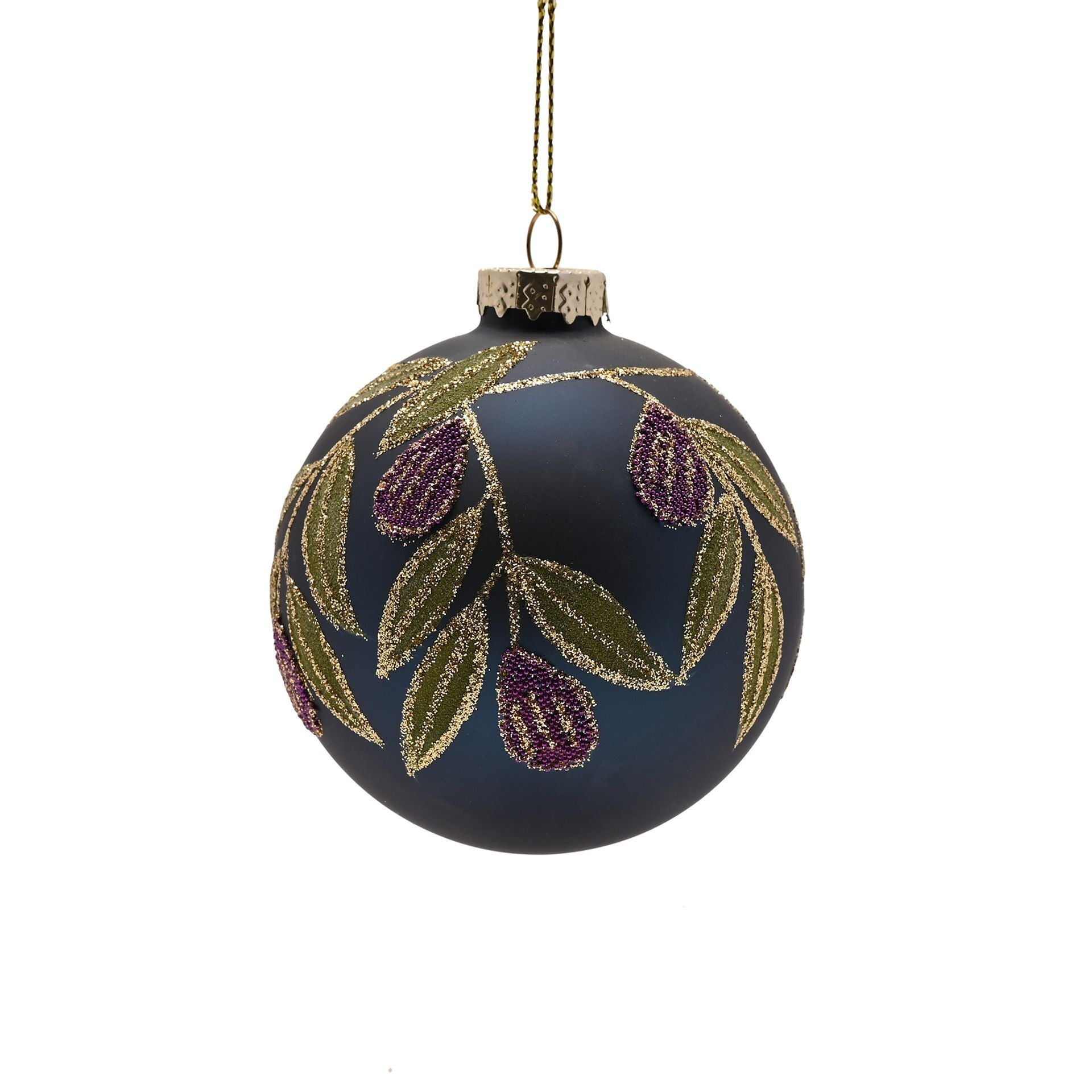 Regal Tidings Bauble | Round Blue Floral