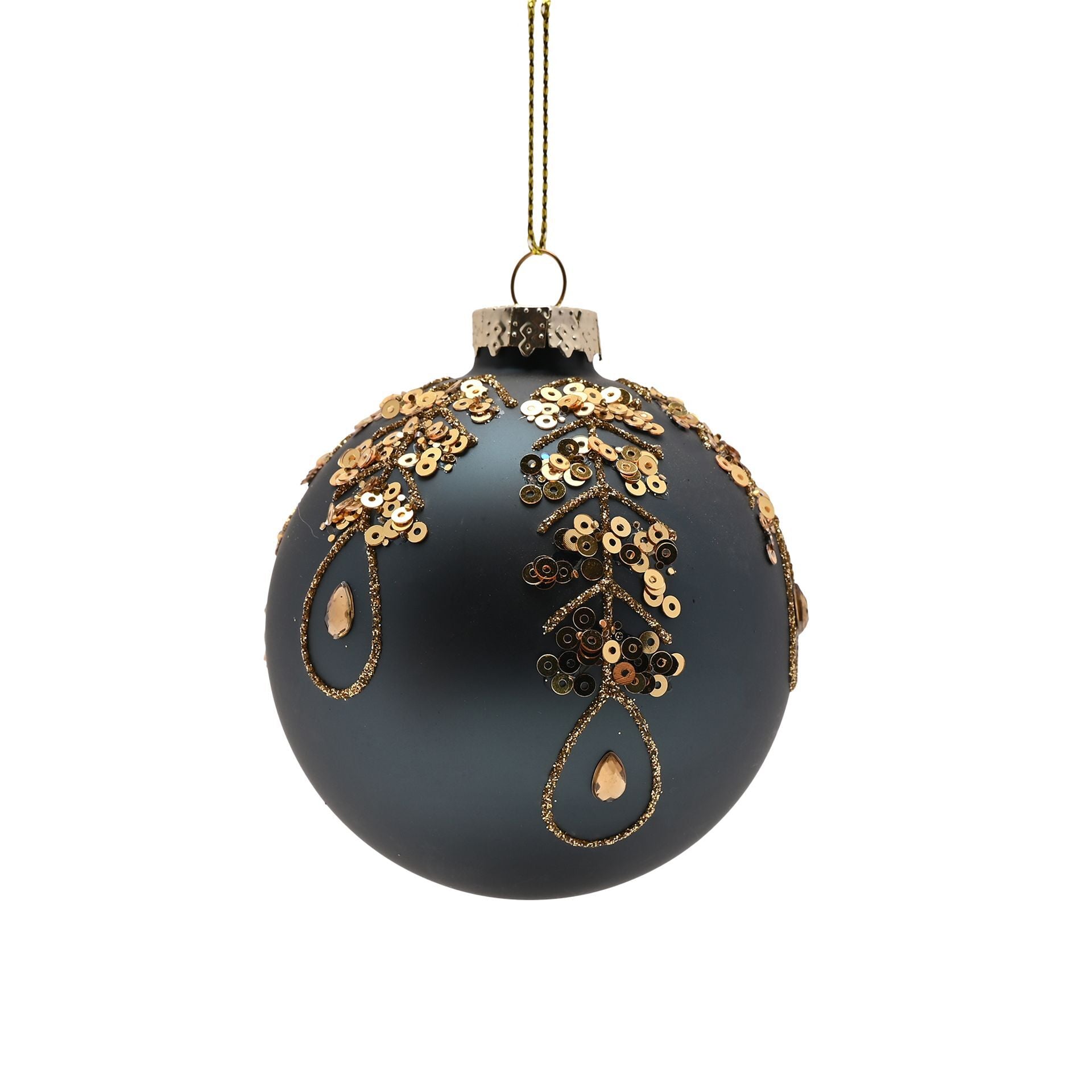 Regal Tidings Bauble with Sequins Blue