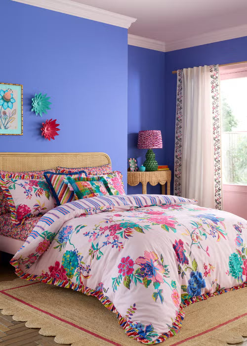 Flourish Floral 100% Cotton Reversible Duvet Cover Set Bright
