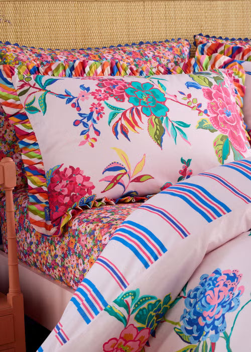 Flourish Floral 100% Cotton Reversible Duvet Cover Set Bright