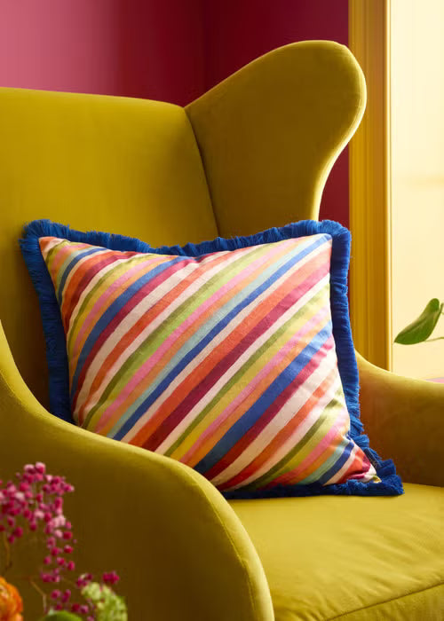 Darling Diagonal Stripe Reversible 50x50cm Filled Cushion Bright