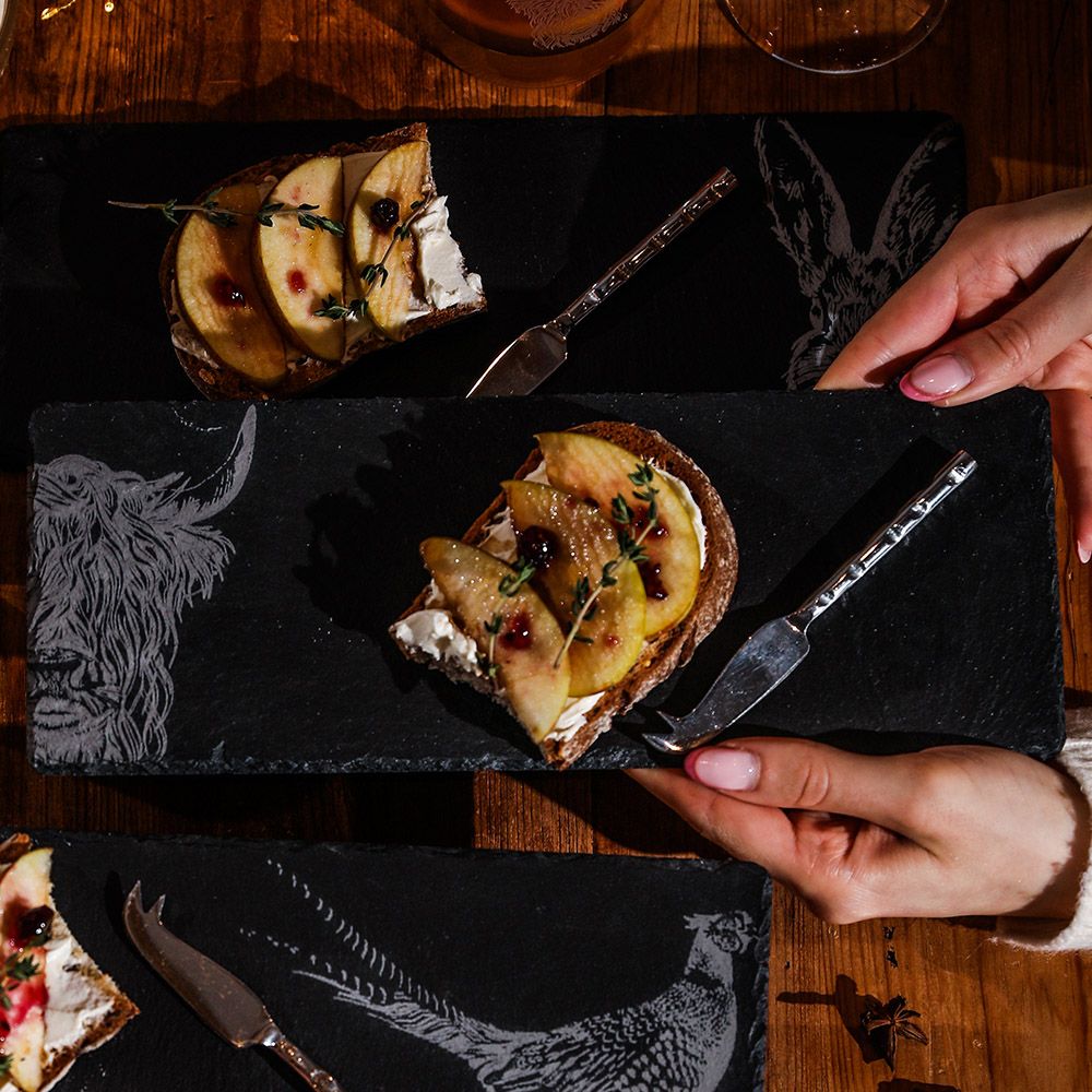 Mini Slate Cheese Board & Knife | Highland Cow
